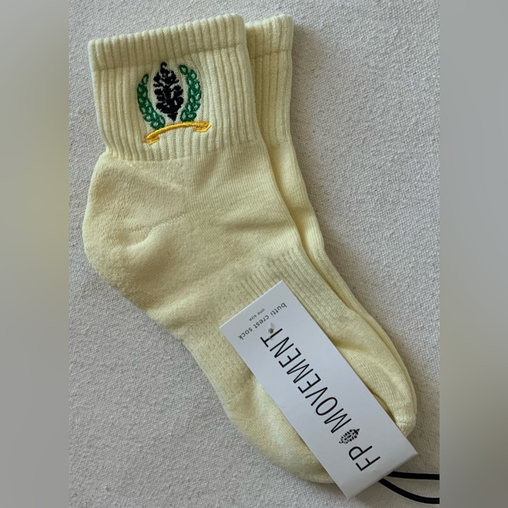 FP Movement ~ Cream Color Embroidered Socks With Crest Buti ~ *NWT & Packaging - Picture 5 of 13